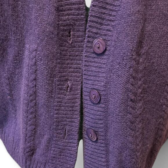 Vintage OBR Deep Blue/Purple Angora Rabbit Hair & Lambswool Cardigan Size Med - Picture 5 of 7